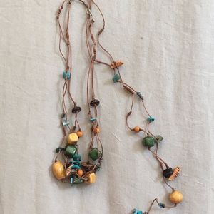 2 Novel Necklaces - Natural clay, bone, shell